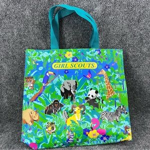 Girl Scout GSUSA PVC Tote Bag Safari Animals Panda Toucan Zebra Tiger Flamingo
